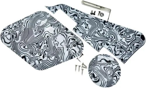 Vista 4 de KAISH Abalone Pearl LP - Placa trasera para guitarra con soporte de níquel de acero y tornillos de montaje para EE. UU