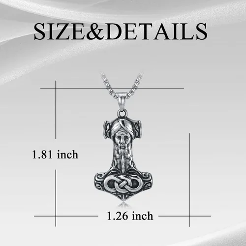 Vista 6 de SILBAZ Viking Necklace for Men Stainless Steel Animal Pendant Vintage Viking Animal Jewelry Gift for Father Husband