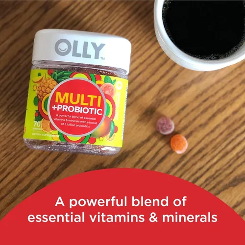 Vista 6 de OLLY Anillos de goma de fibra, 0.18 oz de fibra prebiótica, FOS (fructo-oligosacáridos) y gomitas multivitamínicas multiprobióticas para adultos, 1