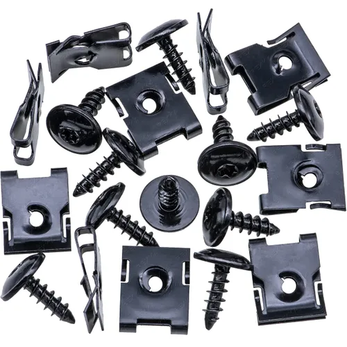 Vista 2 de Rexka Juego de 10 juegos de parachoques de guardabarros, rejilla frontal, tornillo, tornillo, kit de tuercas en U, N90974701 compatible