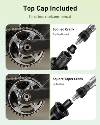 Vista 4 de Pawfly Kit de extractor de manivela de bicicleta, herramienta de extracción de manivela para cónica cuadrada, Shimano Octalink y brazos de manivela