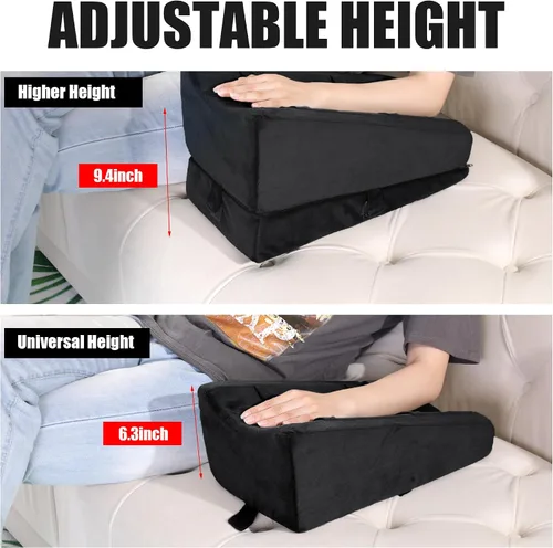 Vista 2 de Almohada de elevación de brazo ajustable 2 en 1 con bolsillos, cojín ergonómico de cuña para apoyo poscirugía, almohada de refuerzo de recuperación
