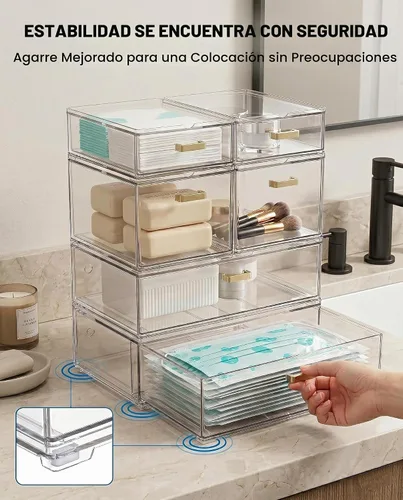 Vista 7 de LALOBLUE Organizador de maquillaje de biberón con cajón acrílico