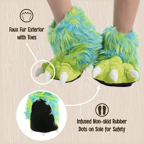 Vista 5 de Lazy One - Pantuflas con diseño de garra de animal para niños y adultos, disfraz divertido para niños, cálidas pantuflas peludas