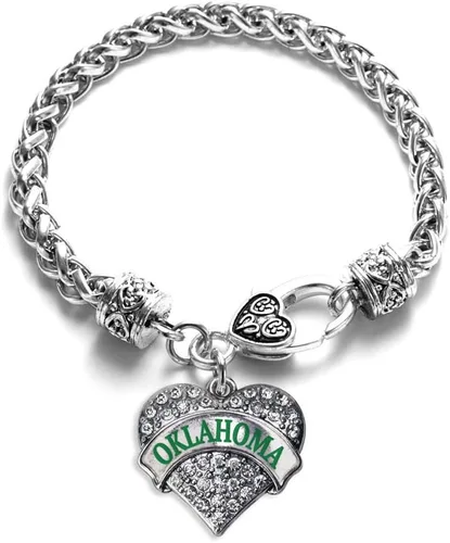 Vista 54 de Pulsera de plata con dije de corazón pavé con joyas de circonita cúbica