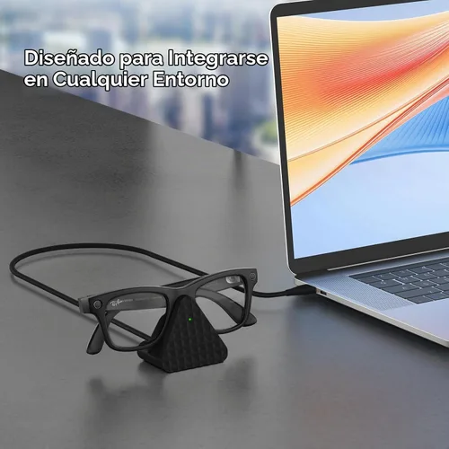Vista 8 de Soporte de carga inteligente para lentes y cable compatible con Ray-Ban Meta Wayfarer Headliner Skyler, base de carga portátil USB-C para lentes