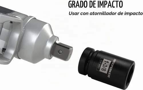 Vista 6 de MIXPOWER 9 piezas 1" de impulsión juego de llaves de impacto profundo, 6 puntas, 1" - 2", CR-MO, SAE, profundo, 1" Dr. juego de llaves de impacto