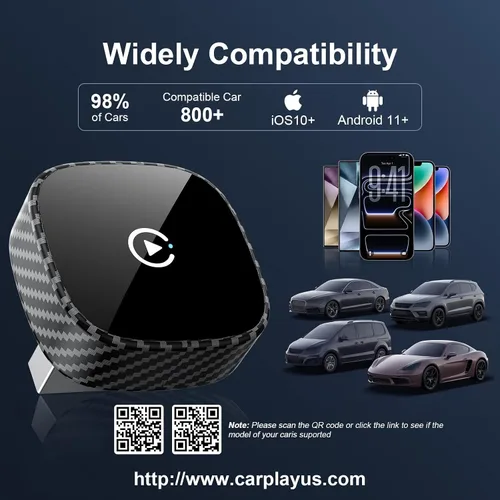 Vista 6 de Adaptador inalámbrico CarPlay para Apple iPhone y Android Auto 2026 Negro