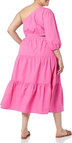 Vista 5 de The Drop Vestido midi escalonado de abril con un solo hombro para mujer