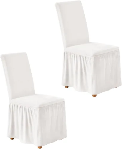 Vista 12 de NICEEC Fundas de silla de elastano para sillas de comedor, juego de 2 fundas de silla de comedor extraíbles con falda, fundas para sillas Parson