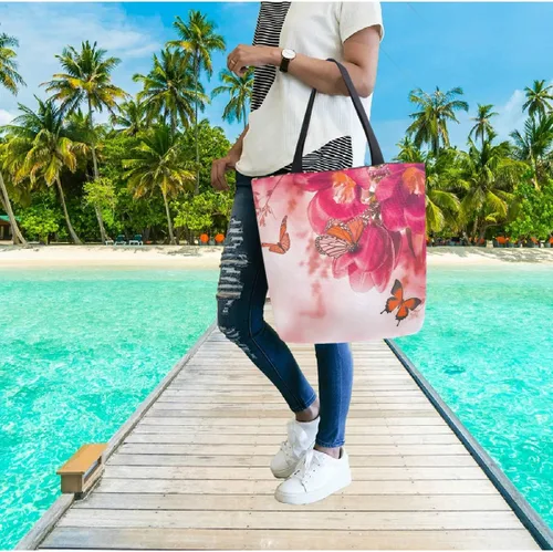 Vista 6 de Elegante bolso de hombro extra grande con patrón lindo para playa, viajes, fin de semana, gimnasio, compras de comestibles