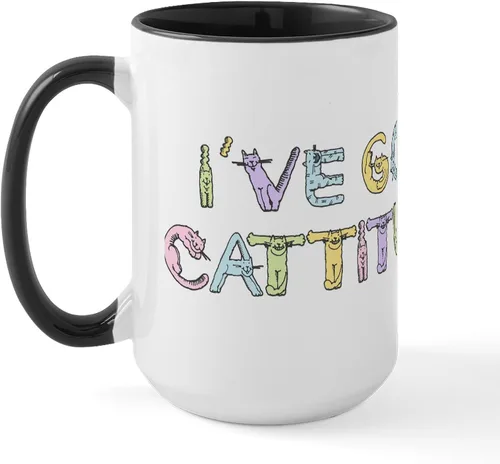 Vista 41 de CafePress Cattitude Funny Cat Saying Taza Grande de Café de Cerámica 15 oz (444 ml)
