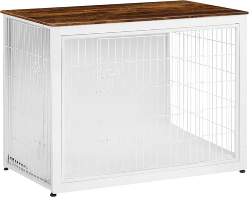Vista 16 de DWANTON - Perrera con cojín, de madera, con puertas dobles, para interiores, S, M, L, 27.2 pulgadas de largo, negro