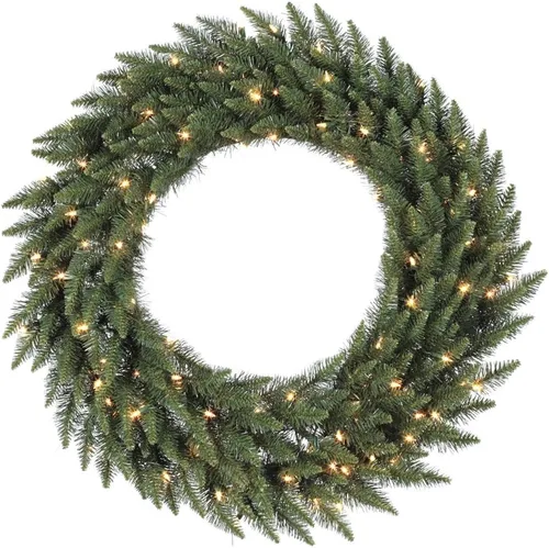 Vista 5 de Vickerman Corona de Navidad artificial Bellevue Alpine de 20 pulgadas con luces claras iluminadas esmeriladas, A861022