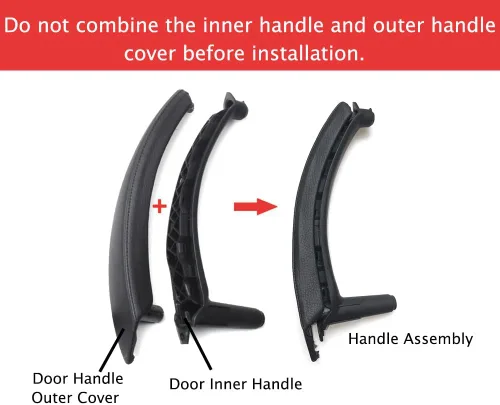 Vista 2 de Conjunto de manija de puerta de cuero para lado del pasajero izquierda/derecha, manija de repuesto para BMW X5 E70 X6 E71 E72 2007-2013