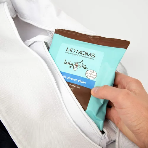 Vista 3 de MD Moms - Toallitas para bebé (bolsa de viaje de 12 unidades) – Toallas de limpieza hipoalergénicas aprobadas por eczema sensible para pieles