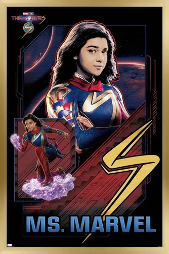 Vista 15 de Trends International Marvel The Marvels - Póster de pared de Ms. Marvel, 14.72 x 22.37 pulgadas, versión enmarcada de madera de granero