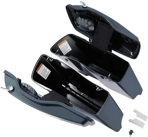 Vista 3 de TCT-MOTORPARTS Alforjas rígidas extendidas de 4 pulgadas, color gris, aptas para Harley CVO Touring modelos FLT, FLHT, FLHTCU, FLHRC, Road King