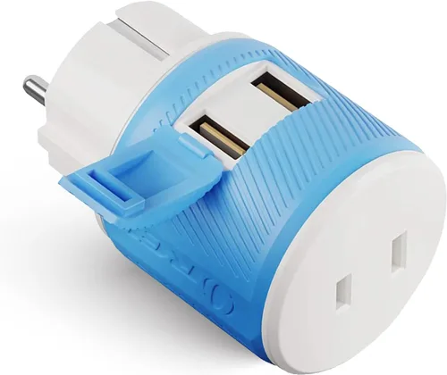 Vista 11 de OREI Adaptador de enchufe para viajes a Sudáfrica, Botsuana, Namibia con doble USB - Entrada EE. UU. - Tipo M (U2U-10L), Funcionará con teléfonos