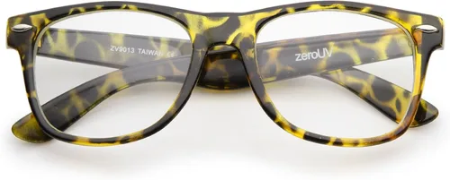 Vista 6 de zeroUV - Gafas retro con montura de cuerno de lente transparente cuadrada de brazo ancho, 2.126 in Negro / Claro