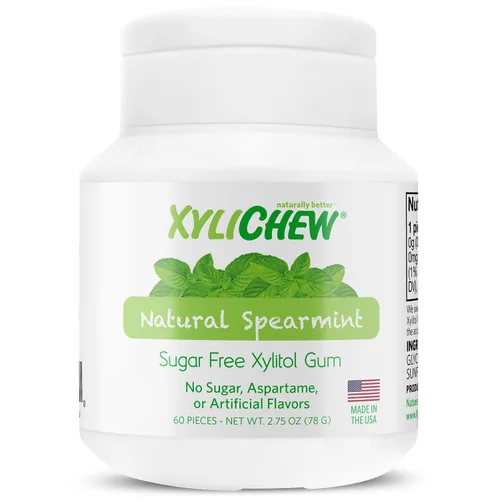 Vista 27 de Xylichew Goma de mascar 100% xilitol sin OMG, sin aspartamo, sin gluten y sin azúcar, cuidado bucal natural, alivia el mal aliento y la boca seca
