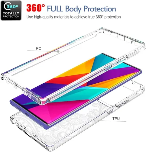 Vista 3 de Funda para Galaxy Note 20 Ultra 5G SM-N986U con protector de pantalla de vidrio templado, funda protectora de cuerpo completo con patrón de mandala
