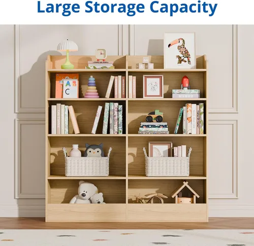 Vista 7 de Cozy Castle Organizador de almacenamiento de juguetes, estantería para niños de 5 niveles, estantería de 10 cubos para niños pequeños, armario