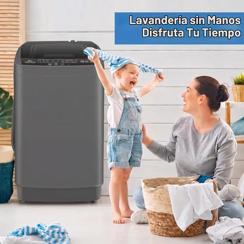 Vista 9 de Nictemaw Lavadora portátil de 17.8 libras con bomba de drenaje, 2.4 pies cúbicos de lavadora y secadora completamente automática, 10 programas, 8