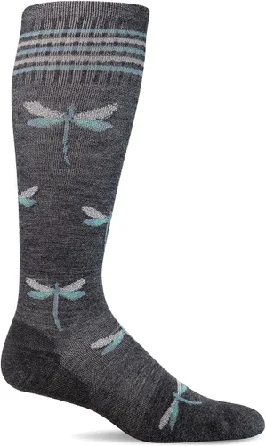 Vista 7 de Sockwell Calcetines de compresión graduados moderados de libélula para mujer Piedra azul con brillo