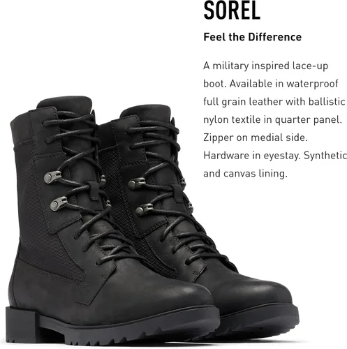 Vista 3 de SOREL Botas Emelie de encaje para mujer, botas de invierno de cuero impermeable