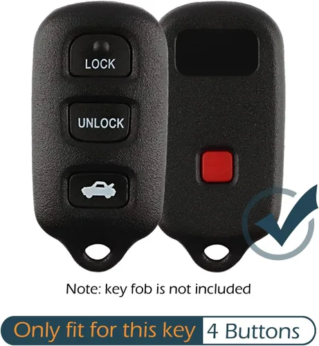 Vista 2 de 2 piezas de funda protectora de llave de silicona con 4 botones para mando a distancia sin llave, compatible con Toyota Corolla Camry Avalon 4Runner