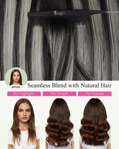 Vista 93 de YoungSee Extensiones de Cabello Humano con Cinta Balayage Extensiones de Cabello con Cinta Marrón Oscuro Extensiones de Cabello con Cinta Ombre