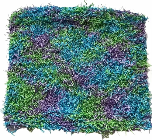 Vista 2 de Paño exfoliante hecho a mano, color azul océano, lima, estampado, 100% poliéster, juego de 3