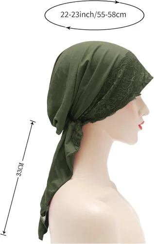 Vista 7 de ZLYC Gorro de quimioterapia para la cabeza preatado, gorro ligero para Verde (Lace Green)