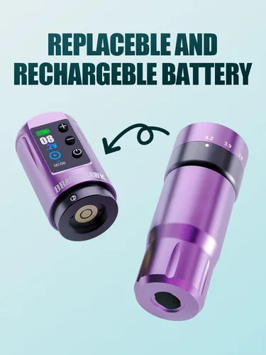 Vista 7 de Dragonhawk Atom2 Pro Tattoo Kit, 7 Stroke Settings, 2000mAh, Purple