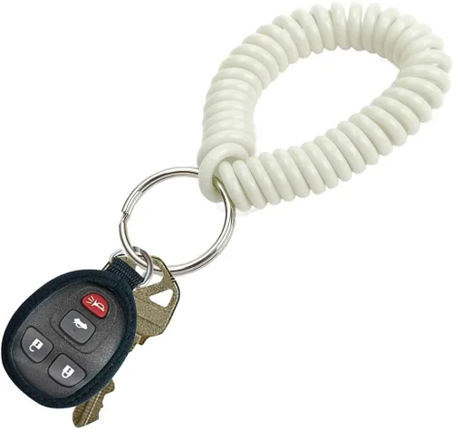 Vista 42 de Lucky Line - Resorte de muñeca en espiral de 2 pulgadas de diámetro con llavero de acero, multicolor, pulsera flexible para muñeca, se estira hasta