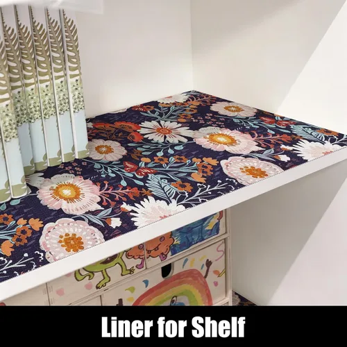 Vista 4 de Forro floral para cajones para cocina, 12 pulgadas x 10 pies Azul marino
