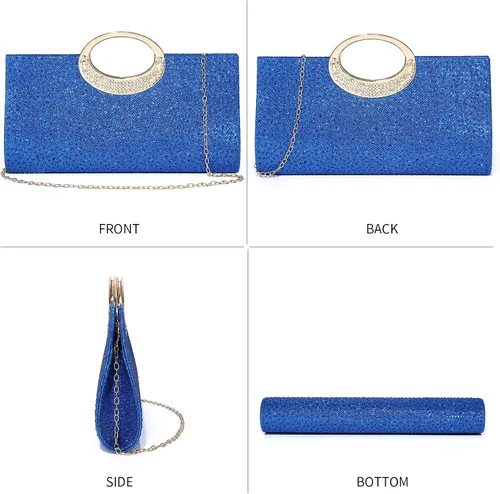 Vista 4 de Labair Bolso de mano con diamantes de imitación para mujer, bolso de noche de cristal, bolso de mano para fiesta de boda, fiesta de graduación
