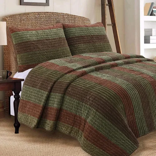 Vista 16 de Cozy Line Home Fashions Juego de ropa de cama reversible con diseño de mosaico real Brody Farmhouse Chocolate Plaid a rayas, colcha colcha