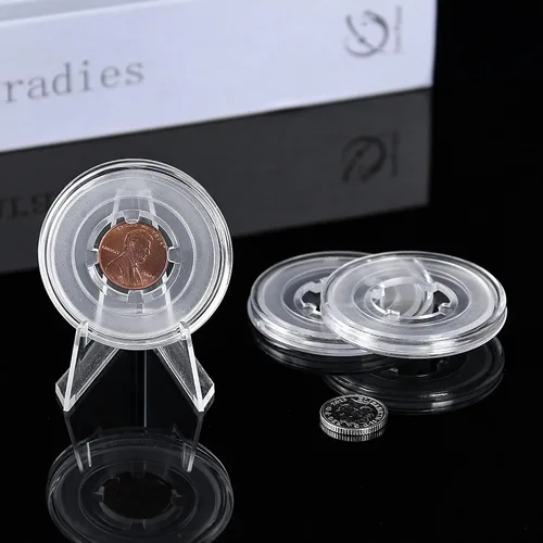 Vista 6 de Cápsulas de monedas con 4 bolsillos posicionamiento almohadillas flotantes coleccionista para Lincoln Cent/Penny/Canadian 1 Cents/Euro 2 Cents 6