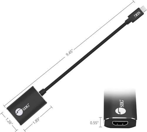 Vista 7 de SIIG CB-TC0C12-S1 Adaptador de cable USB tipo C a 4K HDMI - Compatible con Thunderbolt 3 - Convertidor macho a hembra - Diseño de enchufe reversible