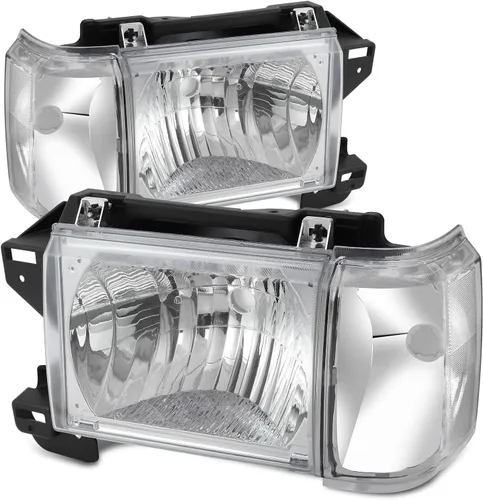 Vista 12 de Auto Dynasty Conjunto de faros delanteros compatible con Ford Bronco F-150 F-250 F-350 1987-1991, reemplazo de faros halógenos del lado