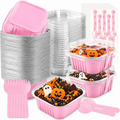 Vista 20 de NPLUX Mini moldes para pasteles de Halloween, 50 onzas, color oro negro