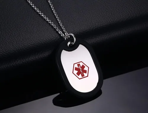 Vista 31 de VNOX Collar con colgante personalizado de acero inoxidable con grabado personalizado para identificación de alerta médica de emergencia para hombres