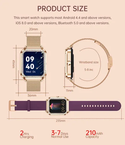 Vista 7 de Reloj inteligente para mujer (respuesta/hacer llamadas) 1.59 pulgadas rastreador de actividad física con monitor de sueño de frecuencia cardíaca