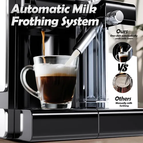 Vista 7 de PULZO Máquina de café expreso con espumador automático de leche, cafetera