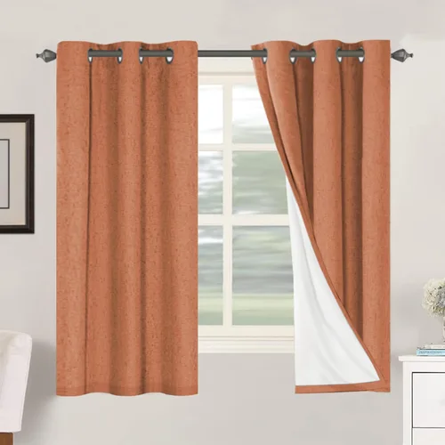 Vista 257 de H.VERSAILTEX Cortinas 100% opacas con aislamiento térmico, texturizadas, de lino, con bloqueo completo de calor y luz, para sala de estar y Negro