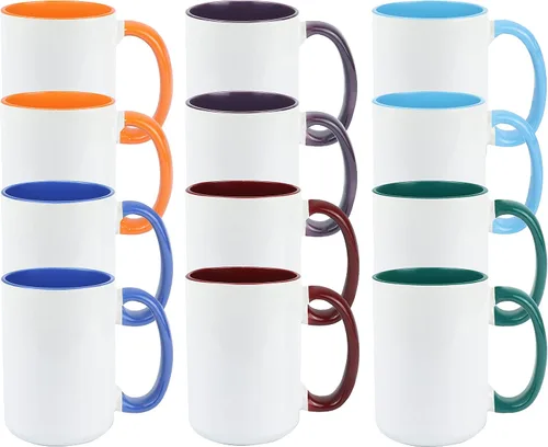 Vista 16 de Taza de café de cerámica por sublimación de 15 onzas, 12 colores surtidos, caja de 24 colores variados (12 Assorted colors)