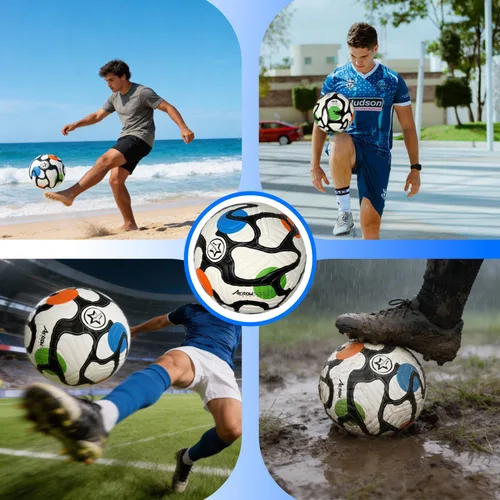 Vista 4 de Balón de fútbol de tamaño 5 para jóvenes y adultos, pelota de entrenamiento y recreación con bomba, pelota de fútbol sala de piel sintética