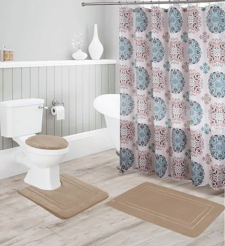Vista 5 de Kids Zone Home Linen - Juego de accesorios de baño de 16 piezas: tapete de ducha antideslizante, tapete de pie de sanitario antideslizante, tapa